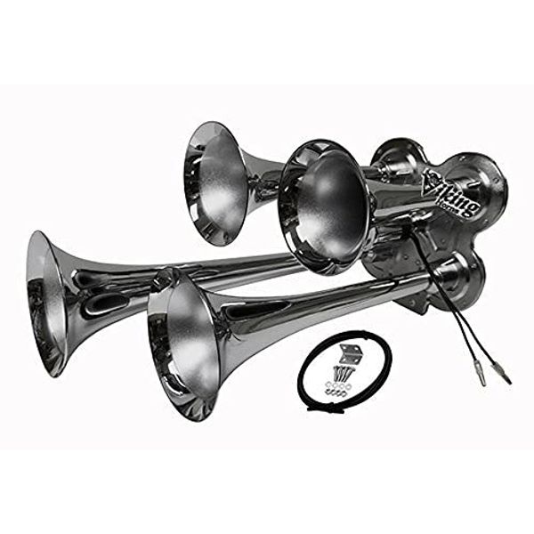 Viking Horns | Four Trumpet Air Horn (Chrome) | Super Loud (149dB) - [V4008]