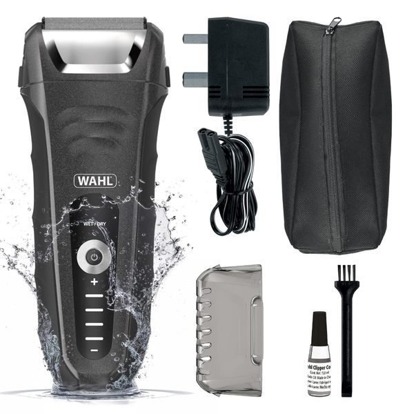 Wahl Lifeproof Plus Wet/Dry Shaver, Men’s Shaver, Electric Shavers for Men, Beard Shaving, Face Shaver, Flex Foil, Fully Waterproof, Easy Clean, Rubber Grip, LED Power Display