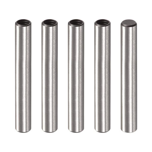 sourcing map M3 Internal Thread Dowel Pin 5pcs 4x30mm Chamfering Flat Carbon Steel Cylindrical Pin Bed Bookshelf Metal Devices Industrial Pins