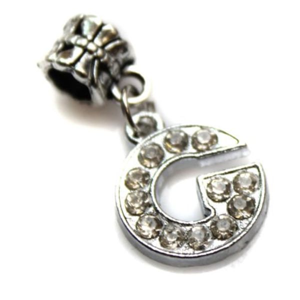 Caprilite Letter G Silver Colour Alphabet Initial Charm Charms for Bracelets Crystals