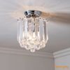 National Lighting SID Decorative Silver Chrome Flush Ceiling Pendant Light Chandelier with Clear Droplets