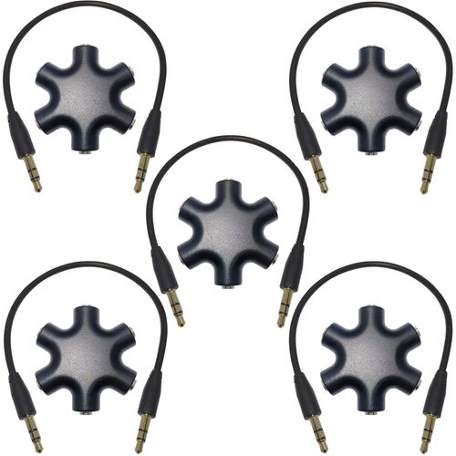 Typheoniks 5-Jack Audio Headphone Splitter 5 Way for 3.5mm Devices Multi Earphone Splitter Adaptor 5 Ports Female Connector Adapter (5 Packs)