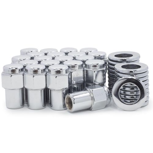 PATAJP4U 2 Set of - 20 Lug Nuts 12X1.Chrome Flat Top Nut .75 Shank Center Washers for Pontiac,for Olds,for GMC,for Chevy,for Buick