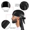 3PCS Silky Durags Pack for Men Waves, Satin Doo Rag, Award 1 Wave Cap,B