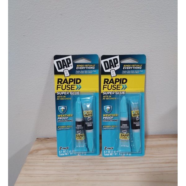 DAP 00158 Clear Rapid Fuse Fast Curing All Purpose super glue 0.10 oz, 2 pk x2