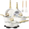 14-Piece Nonstick Cookware Set – White Granite Pots and Pans 
