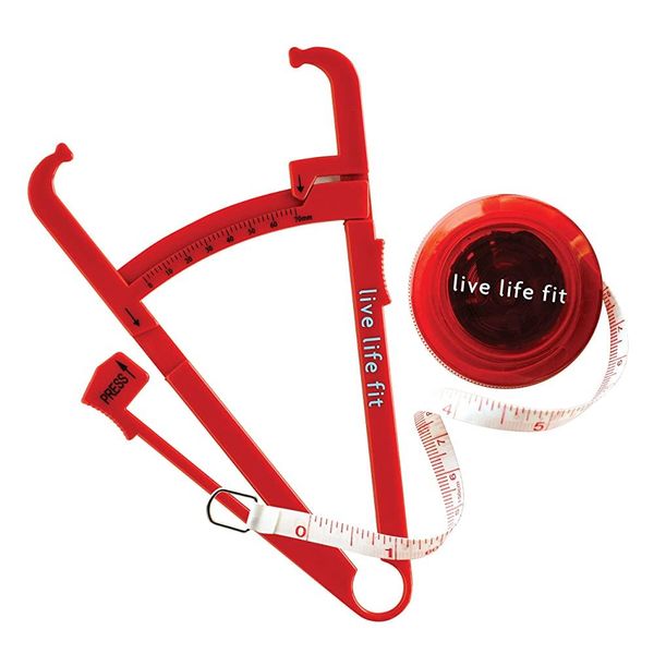 Fitlosophy Red Body Fat Caliper and Tape Measure BMI Calculator Set