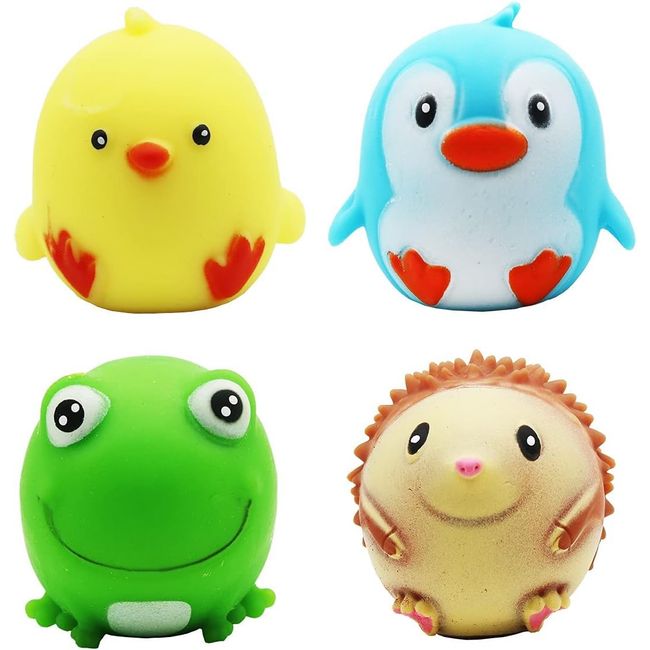 Dungsko 4 Pack Stress Balls, Animal Shaped Squishy Stress Relief Toys,Fidget Sensory Squeeze Toys for Children with Autistic ADHD Anxiety,Fun Birthday Party Favors Gifts,Stocking Stuffers