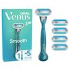 Gillette Venus Smooth Women's Razor with Reusable Handpiece, 5 Replacement Blades