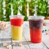 Comfy Package [24 oz. - 100 Sets Clear Plastic Cups With Flat Lids