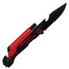 Falcon Folding Pocket Knife Rescue with Fire Starter and LED Flash Light (Red)