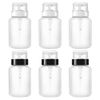 200ml Nail Cleaner Bottle Nail Pump Bottle Pump Dispenser Transparent Liquid Bottle Rotating Locking Makeup Removal Dispenser Bottles (Black & White 6 Pcs)