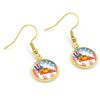 Tabby Cat Patriotic Drop Dangle Earring, Gold