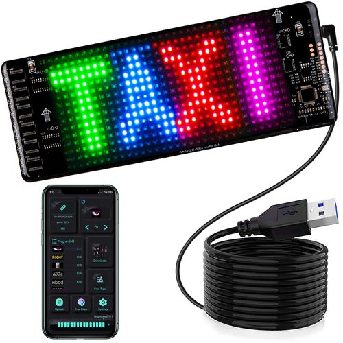Untrxr Programmable Light for Car,7"*3" LED Sign,Control by APP,Custom Colors, Patterns, and Text for Car and Store