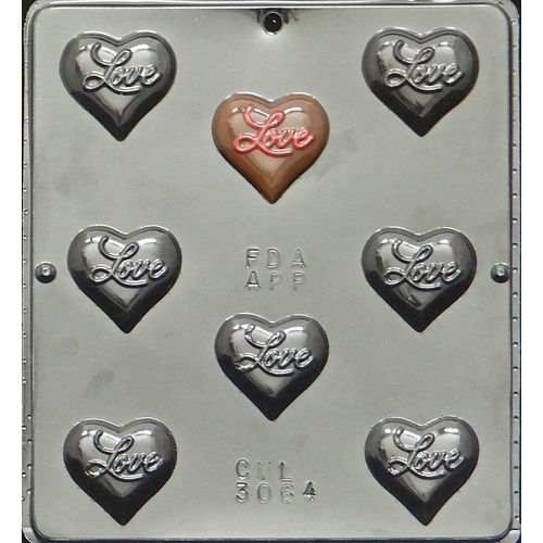 "Love" on Heart Chocolate Candy Mold Valentines Day/Wedding 3064
