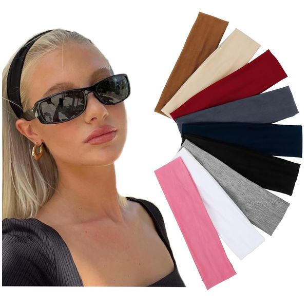 Cloth Headbands for Women Elastic Hair Bands for Women's Hair Non Slip Soft Fabric Head Band Fashion School Hair Headbands Accessories 9 Pack Multicolor