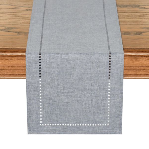 LOMOHOO Rustic Table Runner 72 Inches Long Linen Grey Table Runner,Farmhouse Table Runner,Modern Table Runner for Kitchen Dining Table Decoration15x72Inches