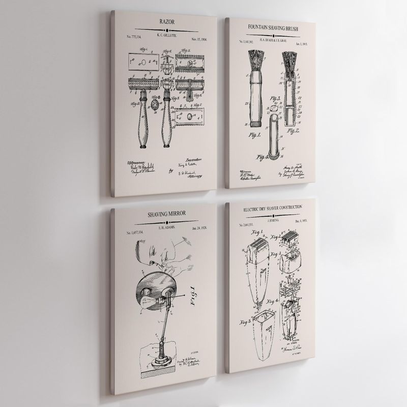 Poster Master 4-Piece Shaving Blueprint Canvas - Razor Patent Print ...