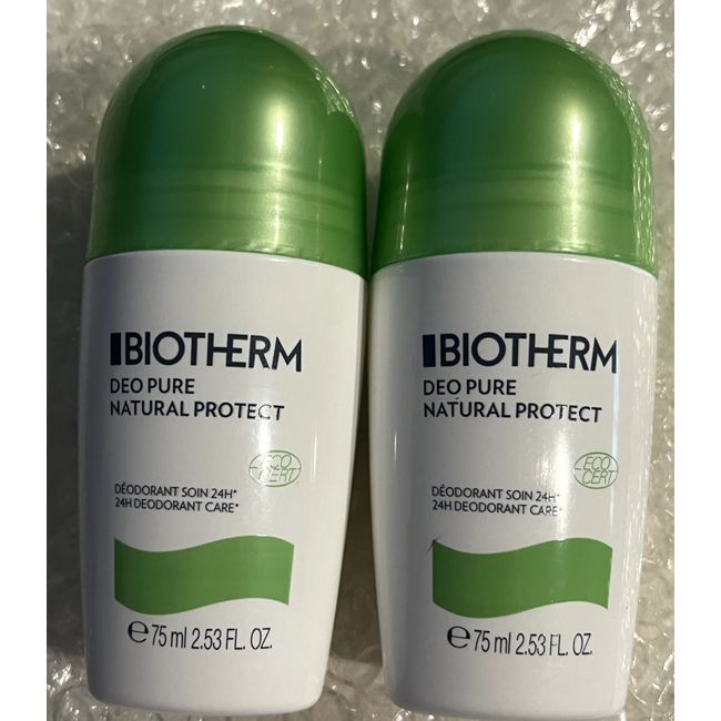 2X Biotherm Deo Pure Natural Protect 24 Hours Deodorant Care Roll-On 2.53oz