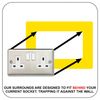 5X Double Socket Surround, Acrylic Back Panel or Plate, Protect Wall from Finger Prints, Font Colour:Yellow