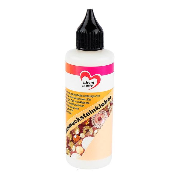 Ideen mit Herz Schmucksteinkleber, 90 ml, transparent, wasserfest, ideal für Textilien