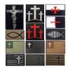 2 PCS AliPlus Jesus Fish Patches Embroidered Tactical Military Morale Patch Hook and Loop(Khaki)
