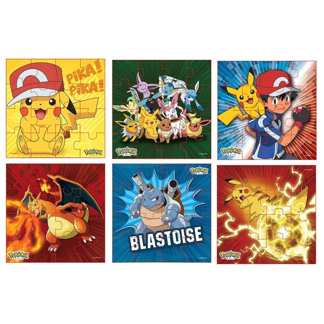 Pokemon Style Characters Zigsaw Puzzle, Pack of 6, Total 96 Pieces, Assortment 2