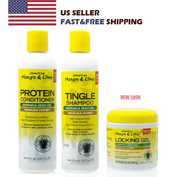 Jamaican Mango & Lime Tingle Shampoo, Protein Conditioner, Locking Gel Set