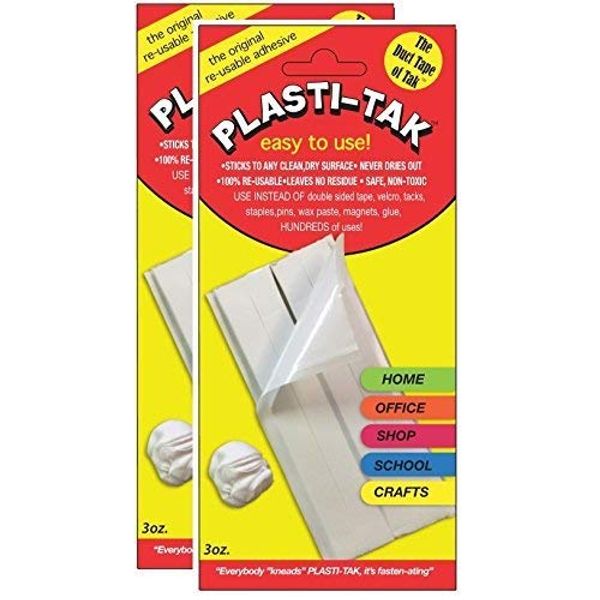 Plasti-Tak The Original Re-usable Adhesive Putty 3oz, Pack of 2