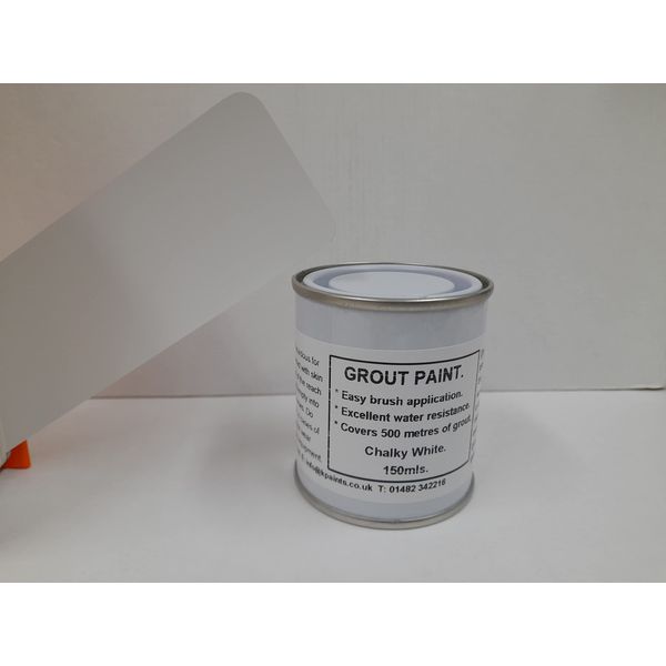 Tile Grout Paint. Grouting Paint. Chalky White. Satin Finish. Brush Applied. 150ml