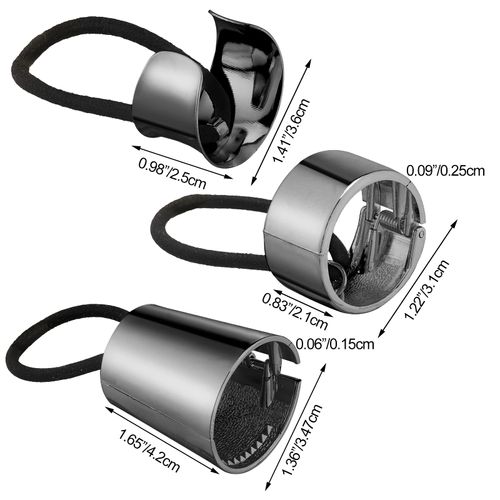 3 Pieces Metal Circle Hair Cuff Elastic Hair Band Hair Ties Ponytail Holder Hair Rope Accessory for Women Girls, 3 Styles (Black)