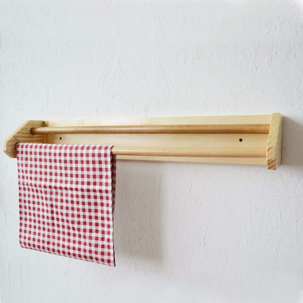 Solid Wood Pine Wall Mounted Towel Rail Holder Rack 80 cm