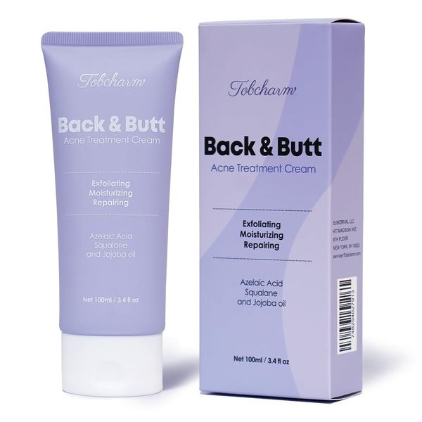 Tobcharm Acne Cream for the Back, Anti Pimple Cream on the Buttock, Treatment of Acne on the Body with Azelaic Acid 100 ml, Acne Cream Treatment of Pimples, Cream for Pimples, Back Acne Treatment