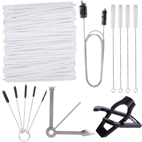 Pipe Cleaners Tool Set for Pipe Smoking,100 Pcs Bristle Pipe Cleaners,1Pcs 3-in-1 Pipe Tamper Reamer Tool,1Pcs Flexible Long Pipe Cleaners Brush,1Pcs Mini Nylon Brush Set,4Pcs Straw Cleaning Brushes