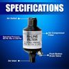 Air Compressor Water Separator, 1/4 NPT Inline Moisture Filter & Water Trap with