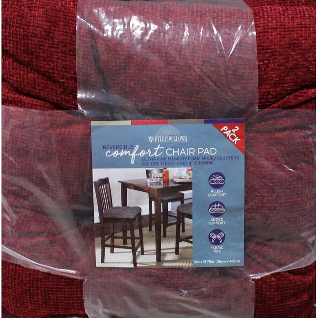 Whitley Willows Reversible Comfort Chair Pad 2 Pack Rhubarb