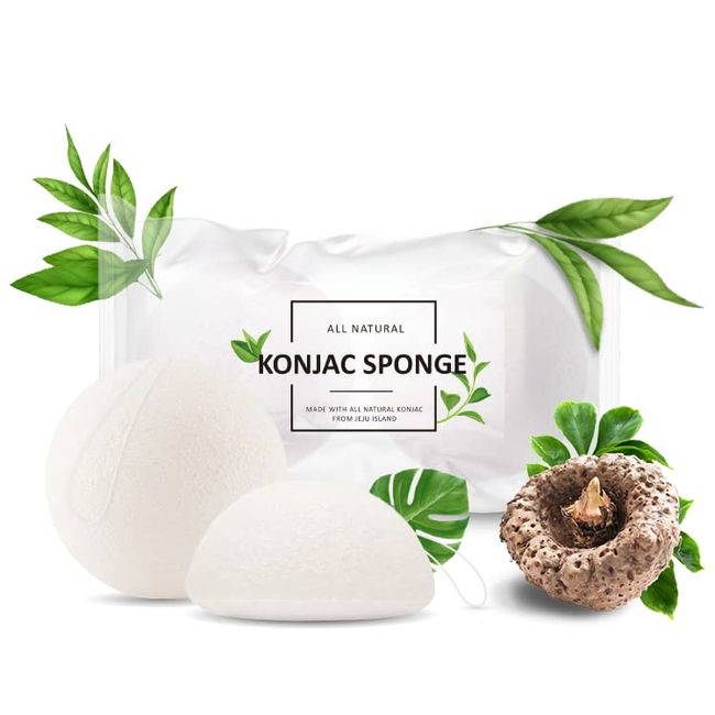 Memoir All Natural Korean Konjac Facial Sponge Set - 2 Pack | Gently Exfoliate Sensitive Skin, Great for Acne Prone Skin, Gentle Scrub, Removes Blackhead | Gently Daily Exfoliation