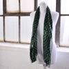 Clover Shamrock Print Pattern Satin Stripe Scarf (Small Leaves Black)