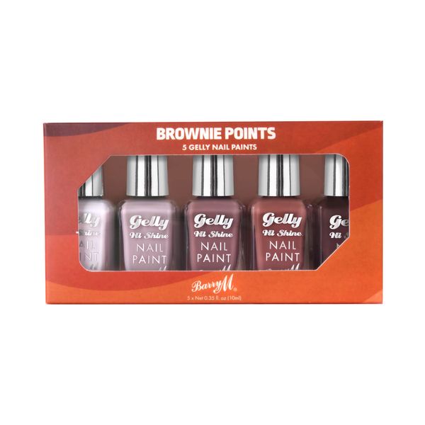 Barry M Brownie Points Nail Paint Gift Set | x5 Gelly Hi Shine Nail Polish Set | Nude Shades