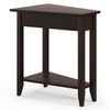 2-Tier Wedge Narrow Side Table Home & Bottom Storage Rack, Solid Rubber Wood Leg