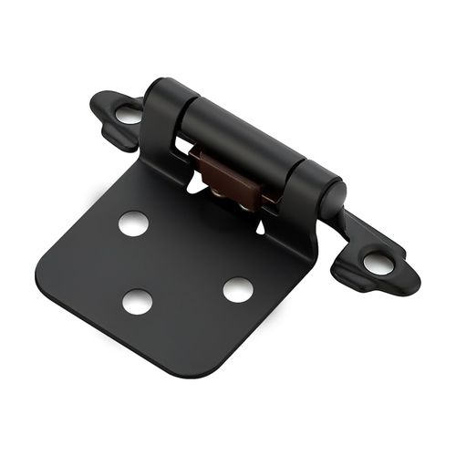 Home Expert 4 Pack (2 Pairs) Matte Black Cabinet Hinges for Kitchen Doors, Self-Closing, 1/2 Inch Overlay (Variable), Semi-Concealed Face Frame, Surface Mount Cabinet Hardware
