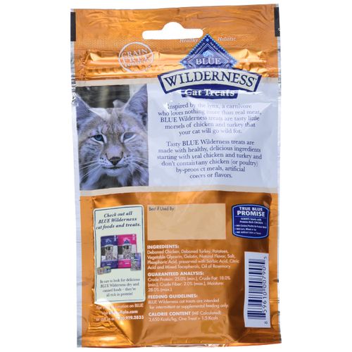 Blue Buffalo Wilderness Grain Free Soft-Moist Cat Treats, Chicken & Turkey 2-oz Bag