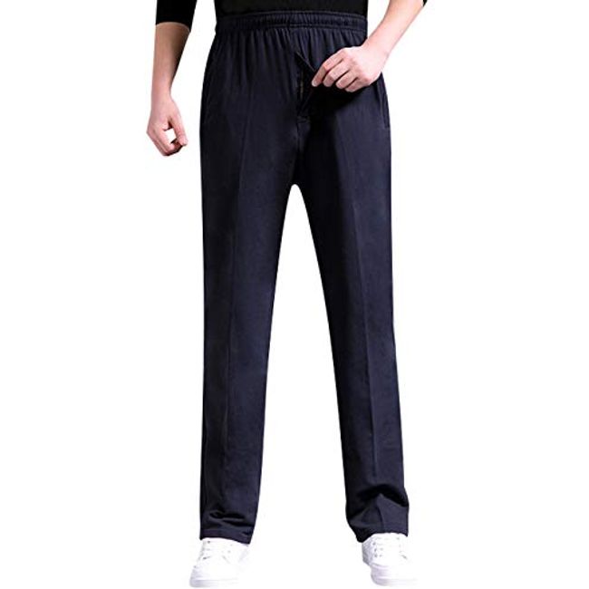Zoulee Men's Casual Cotton Jogger Sweatpants Zipper Front Pants