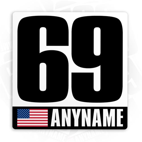 Personalized Racing Decal Sticker Custom Racing Name and Number with Flag Cars Motorbikes Waterproof Die-Cut Vinyl Sticker for Dirt Bike Car Truck Motorcycle Bike Motors RC Decal Sticker Gifts