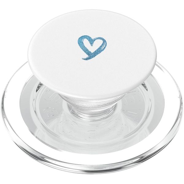 Blue Minimalist Heart White PopSockets PopGrip for MagSafe