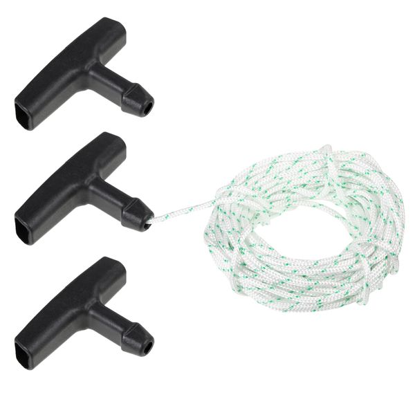 WUIOWPPIC 3Pcs Recoil Starter Rope Handle, 10X 3.0 MM Green Lawn Mower Pull Cords for Lawn Mower Chainsaw Trimmer Edger Brush Cutter Engine Parts