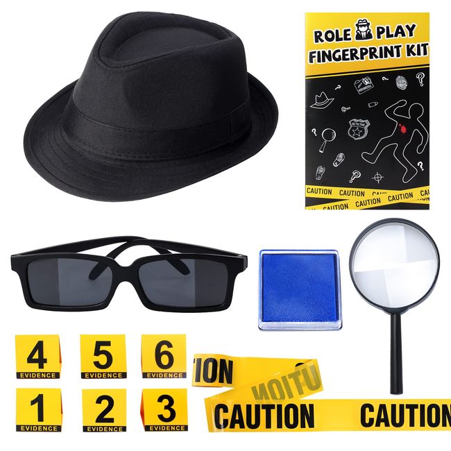 Keymall Kids Spy Kit Detective Costume Accessories 7Pcs for Investigation Role Play Dress Up Costume Educational Science Gift (Set A)