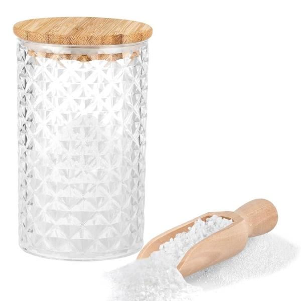 DOSTATNI Bath 1200ML/42oz Acrylic Bath Salt Bottle with Wooden Scoop Lid and Included Container Big Bottle for Candy Tea 36