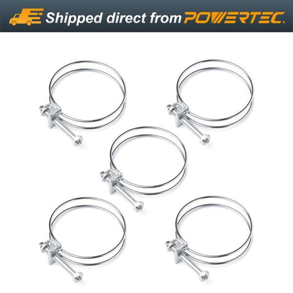 POWERTEC 2-Inch Double Wire Hose Clamp | 5-Pack (70215)