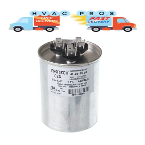 Rheem 43-25133-26 Dual Round Capacitor 50 + 5 MFD x 440V